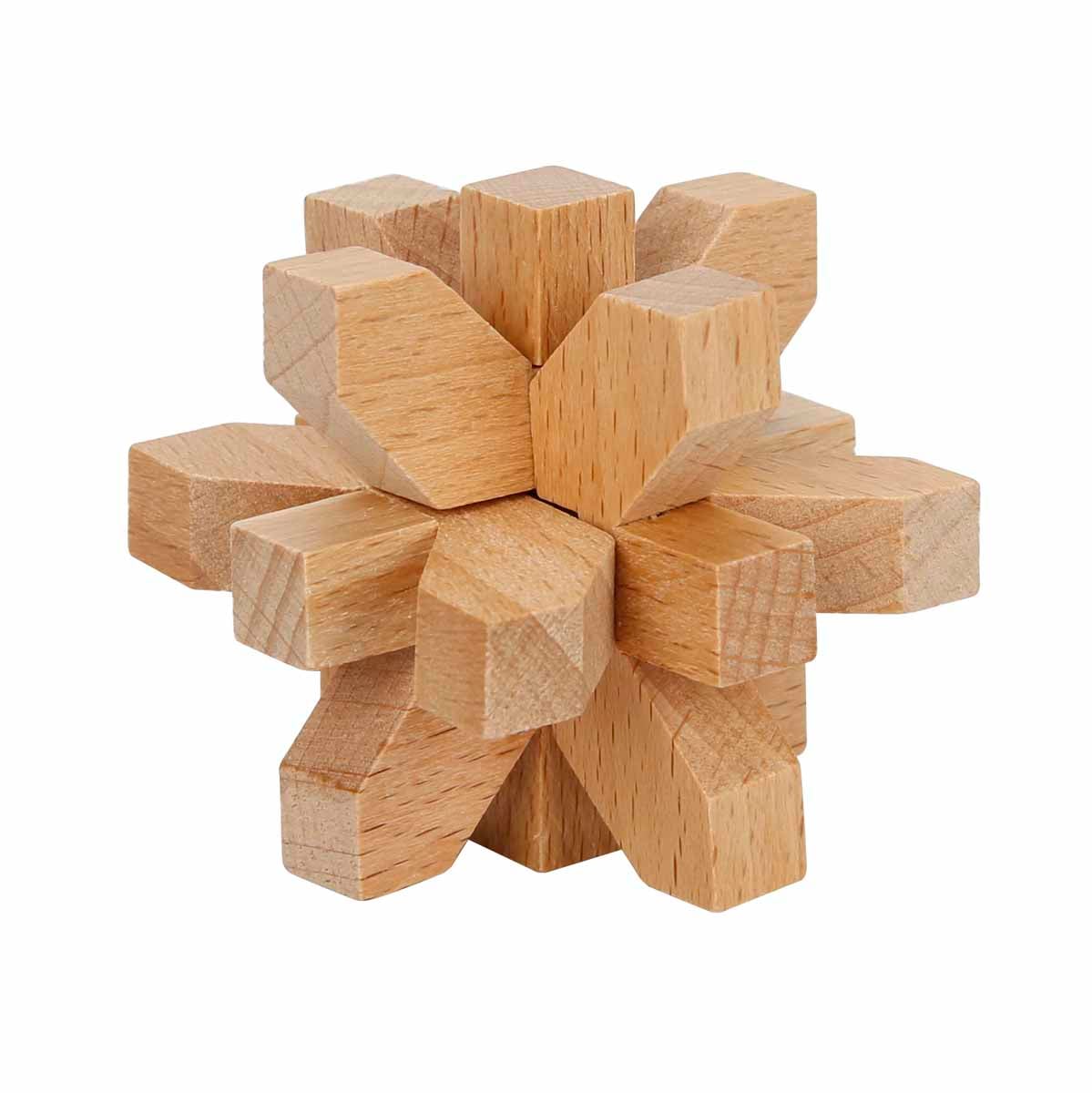 Puzzle 3D Lemn Cub Burr Sunman | Educațional