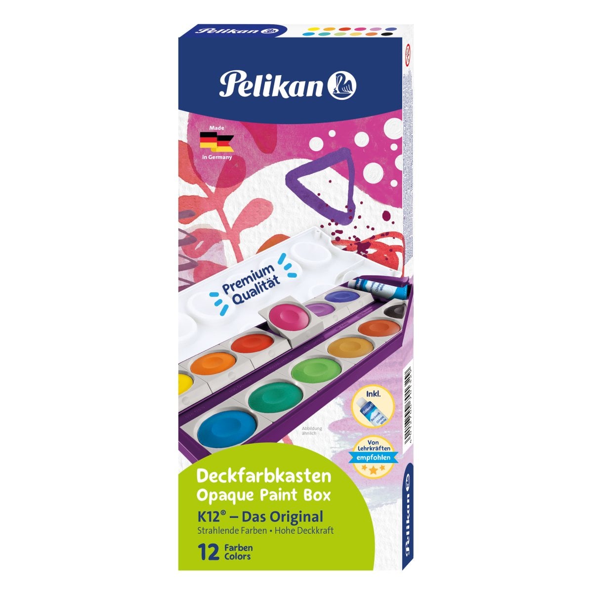 Acuarele Pelikan K12, 12 Culori + Alb Zinc