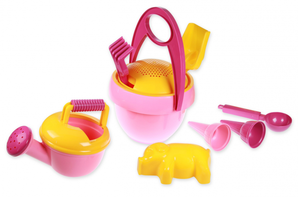 Set Nisip 10 Piese Lena - Găleată și Accesorii Roz