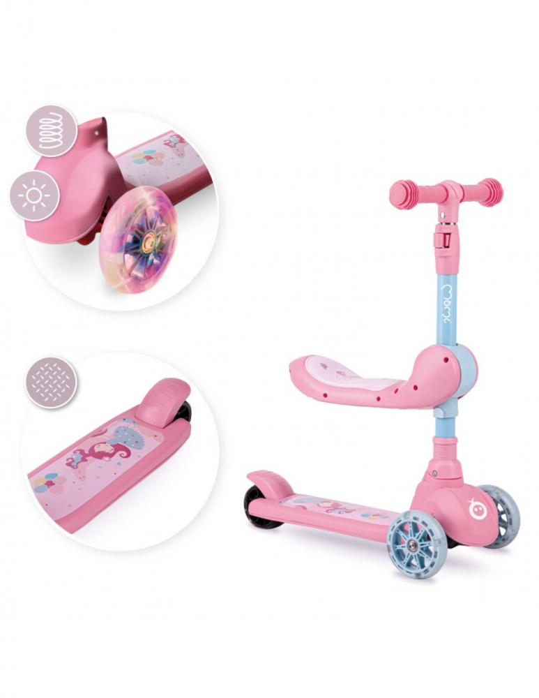 Trotineta 2in1 MoMi Kiuru Pink cu Scaun