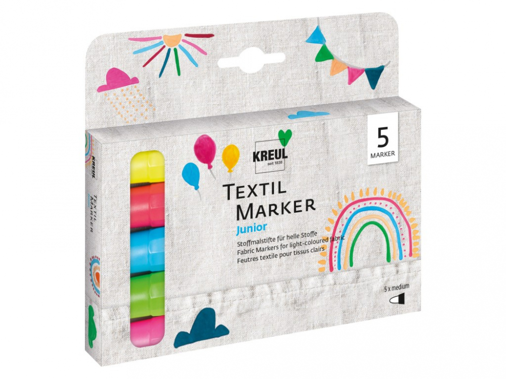 Set Markere Textile Junior Kreul, 5 Bucăți