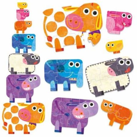 Puzzle Progresiv Headu Ecoplay Animale | Joc Educativ