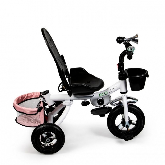 Tricicleta Ecotoys Roz Pudra, Scaun Rotativ 360° - imagine 4