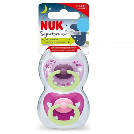 Nuk Signature Night 2buc Suzete Mov 18-36m - imagine 2