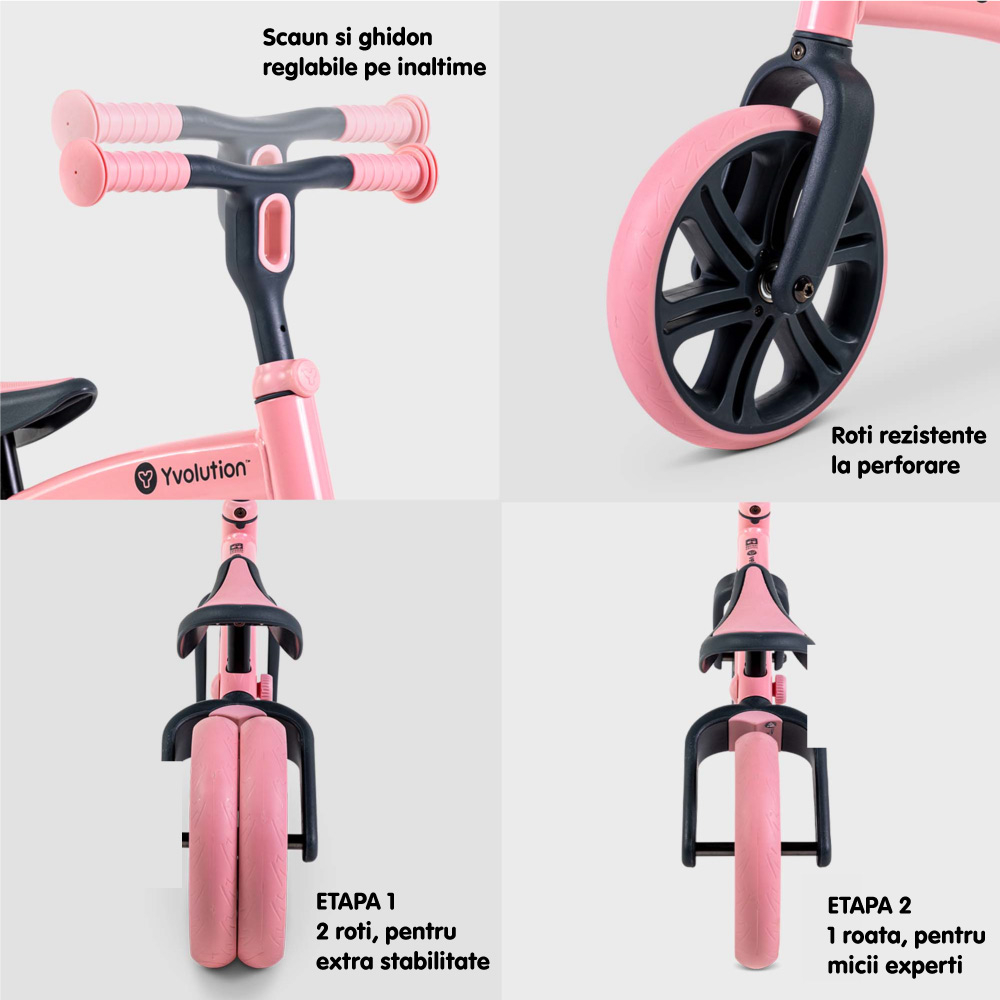 Bicicleta fara pedale Yvolution Y Velo Junior Pink - imagine 3