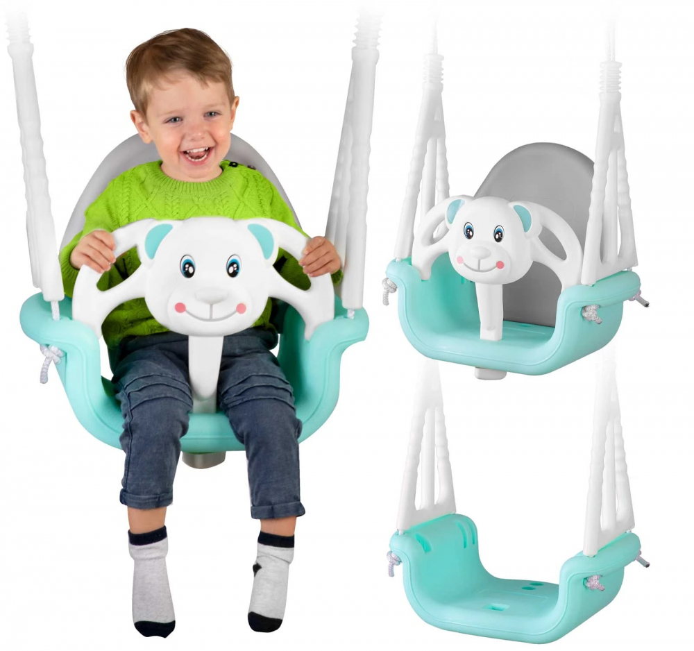 Leagan 3in1 Ricokids Ursulet, Turcoaz/Alb, Interior/Exterior - imagine 8