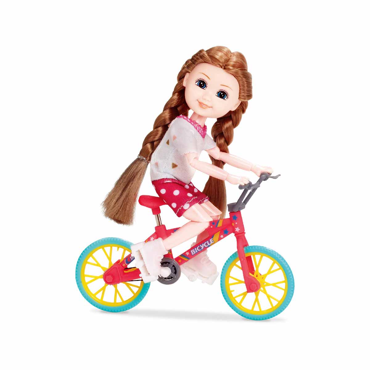Păpușă Belissa pe Bicicletă | Joc Interactiv 15 cm