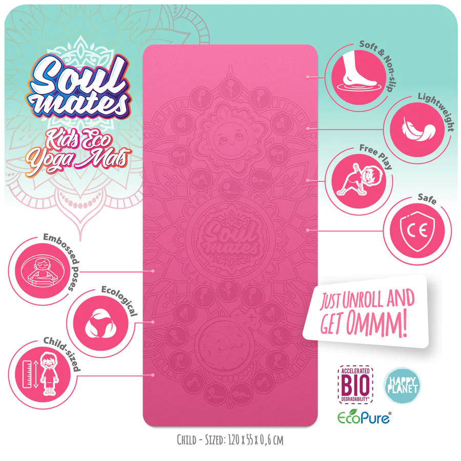 Saltea Yoga Copii Soul Mates Roz Ecologica - imagine 2