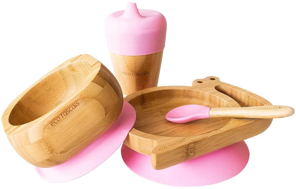 Set Cadou Bambus Eco Rascals Melc Roz Antiderapant