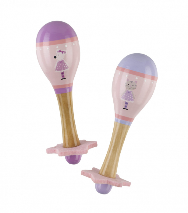 Set 2 Maracas Orange Tree Toys Lemn Roz