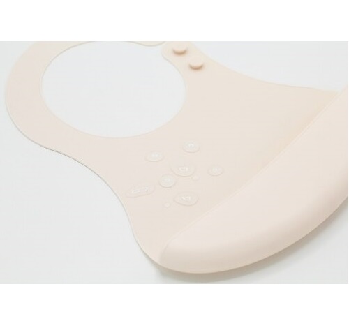 Baveta Silicon BabyJem Mini Ecru Reglabila - imagine 3