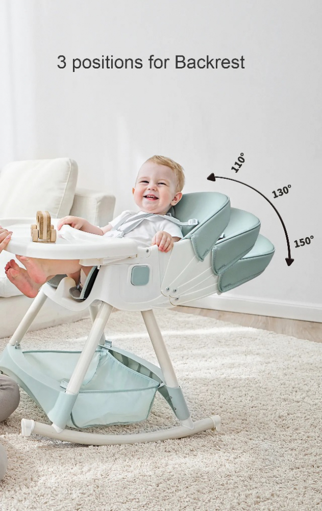 Scaun masa Little Mom 3 in 1 Balansoar Verde - imagine 11