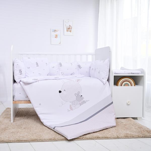 Set lenjerie Lorelli 8 piese bumbac cu iepurași