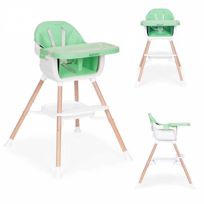 Scaun masă 2-in-1 Ecotoys Verde multifuncțional