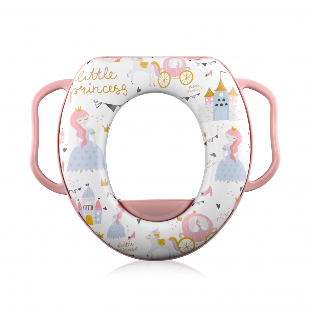 Reductor toaletă Lorelli Pink Princess cu mânere