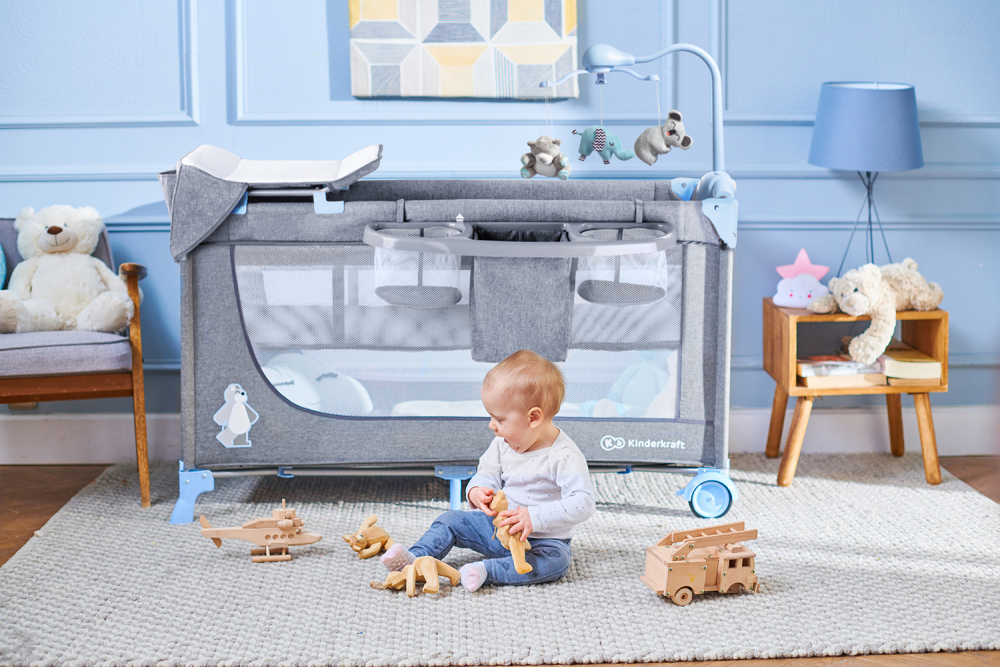 Patut pliabil Kinderkraft 2 nivele, Pink - imagine 3