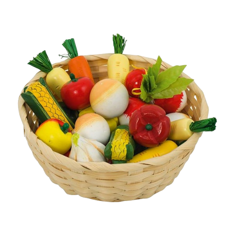 Set Legume în Coș 17 Piese Goki | Jucarie Educativă Lemn