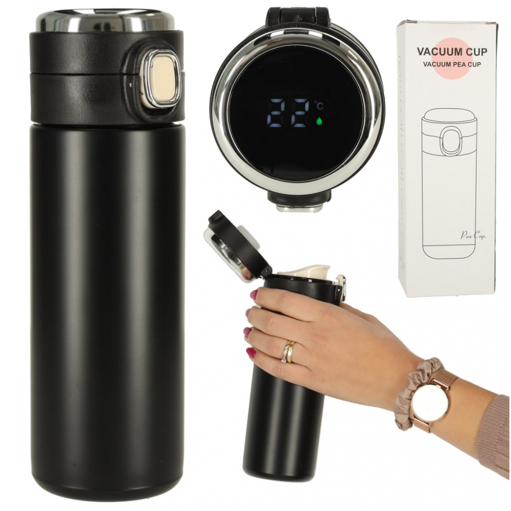 Cana termos smart LED 420ml Black Ikonka