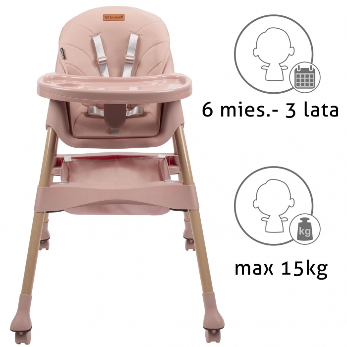 Scaun de masa 2 in 1 Kidwell Karimi roz - imagine 2