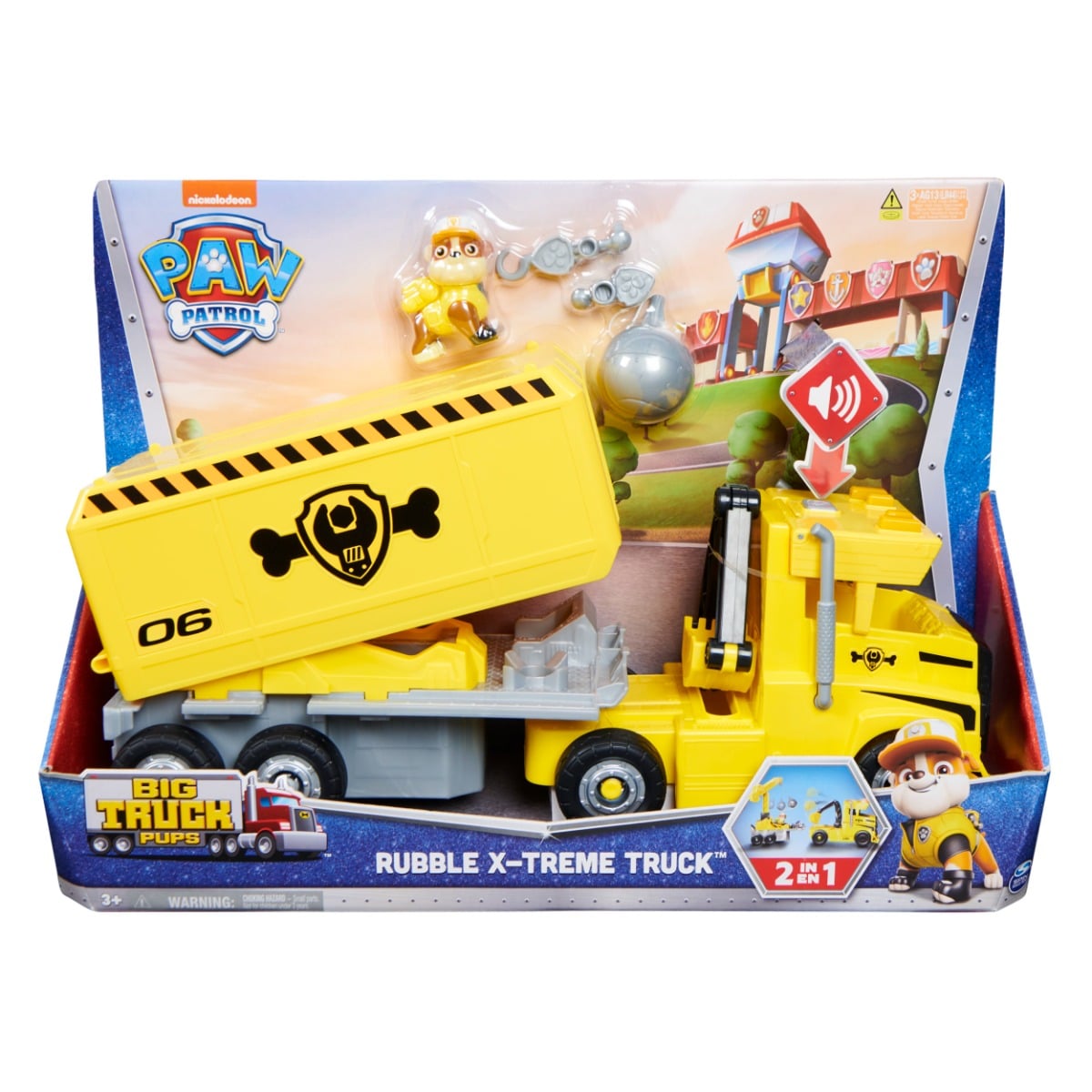 Set Camion Paw Patrol Rubble cu Excavator si Luminite