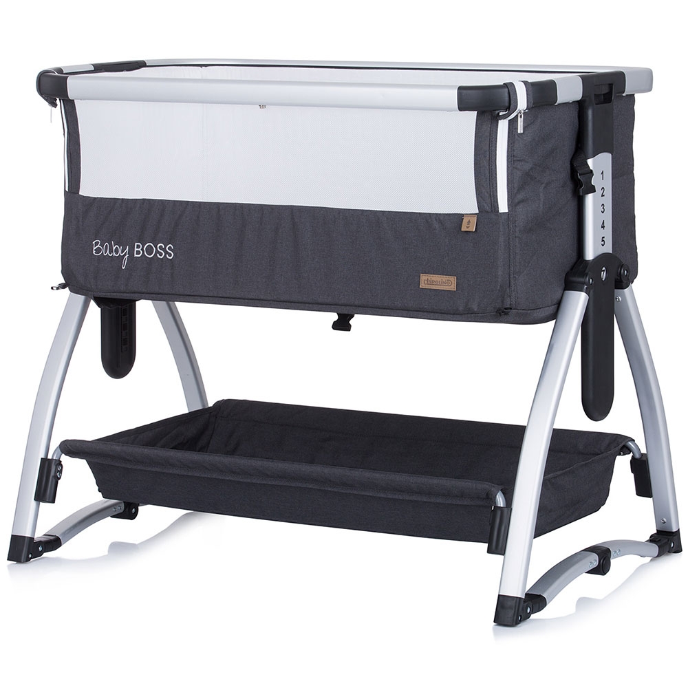 Patut Co-Sleeper Chipolino Baby Boss Anthracite - imagine 2