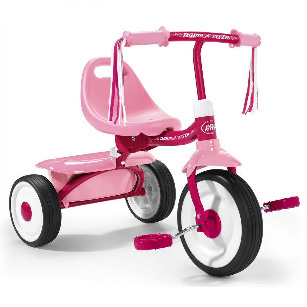 Tricicleta Radio Flyer Fold 2 Go Pink, Pliabilă - imagine 5