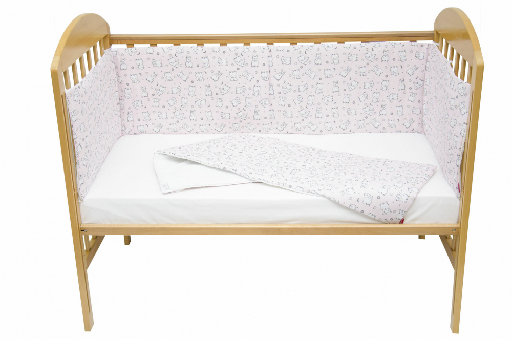 Set protecții patut Baby Bear roz KidsDecor, 70x140 cm