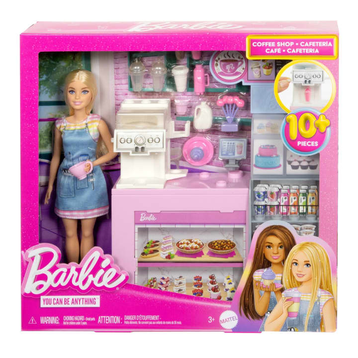 Set Papusa Barbie Coffee Shop HXN94, Accesorii Cafenea