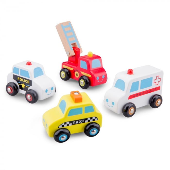 Set 4 Vehicule New Classic Toys, Lemn, Durabil
