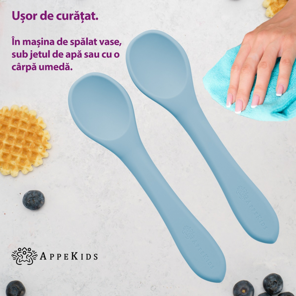Set lingurițe silicon AppeKids Aqua Blue - imagine 3