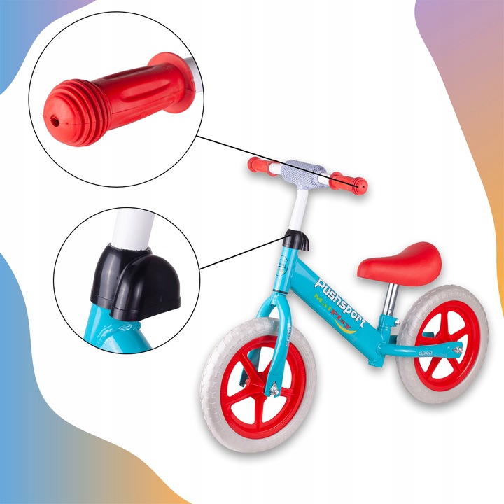 Bicicleta Malplay Push Sport, Fără Pedale, Albastru-Roșu - imagine 3