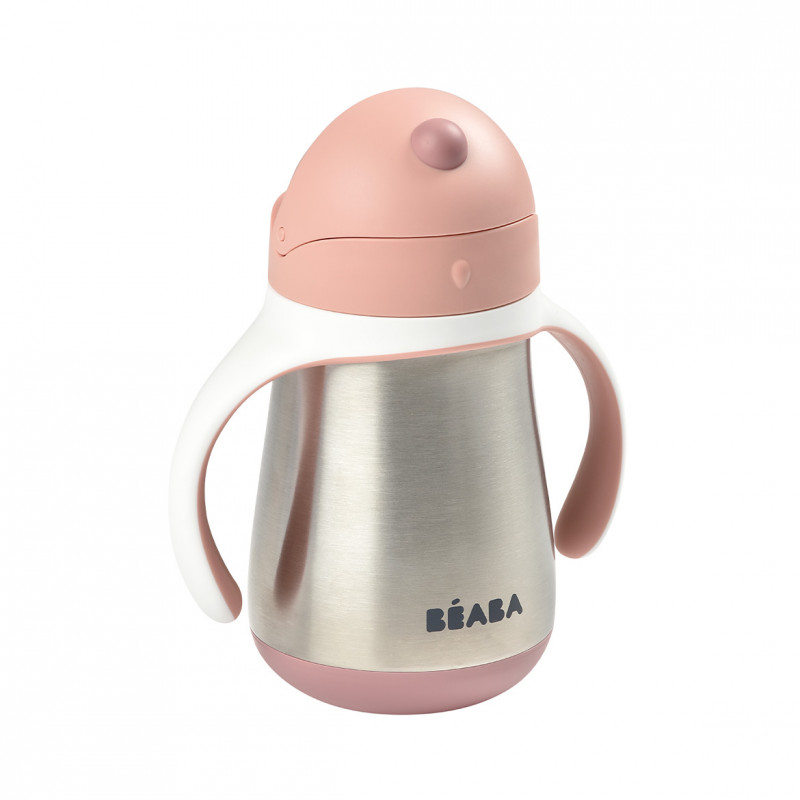 Cana Inox Beaba 250 ml, cu Pai, Old Pink