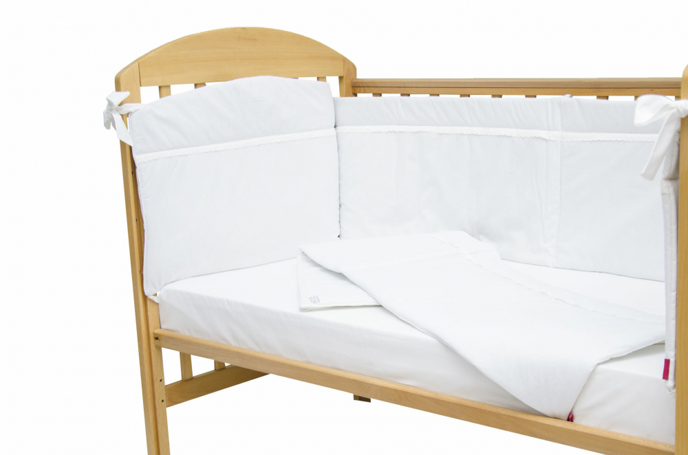 Set protecții patut KidsDecor alb, bumbac, 60x120 cm - imagine 4