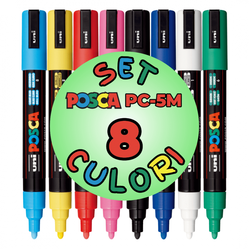 Set 8 Markere Posca PC-5M, Varf Mediu, Opace