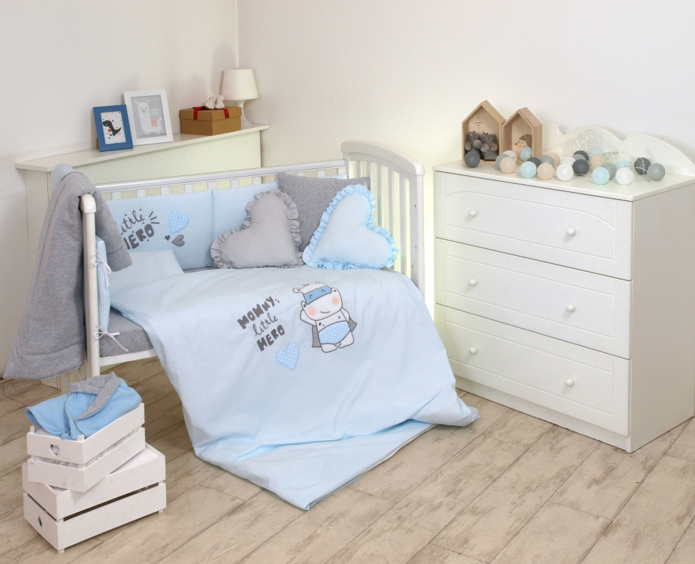 Set Lenjerie Pat Bebe Amy Hero Blue cu Protectie