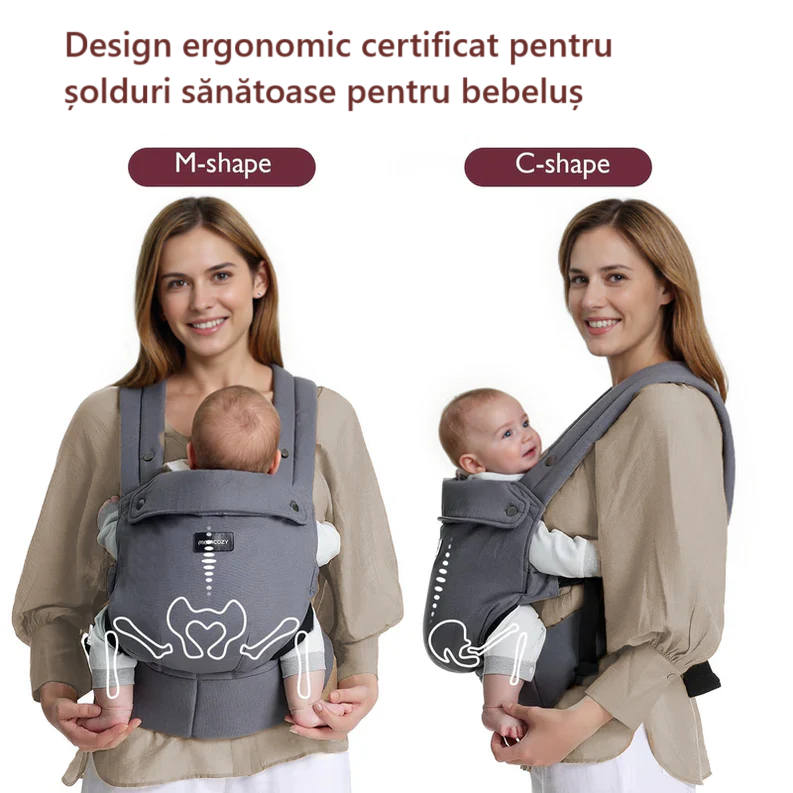 Marsupiu Ergonomic Momcozy PureHug Gri | Confort - imagine 3