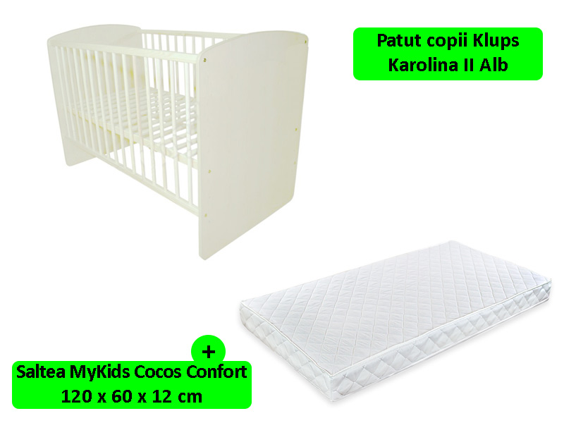 Patut Klups Karolina II Alb + Saltea Included