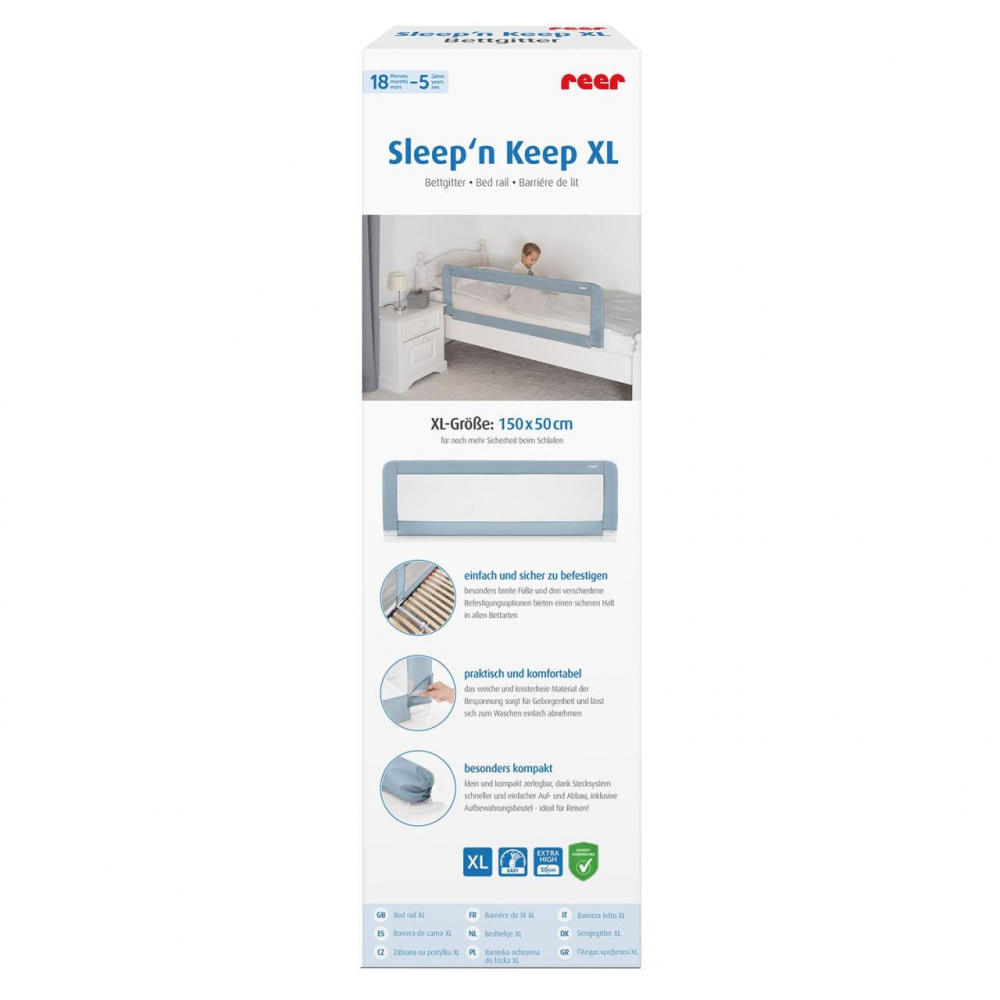 Bariera Anticadere Reer Sleepn Keep XL, 150 cm, Albastru-Gri - imagine 5