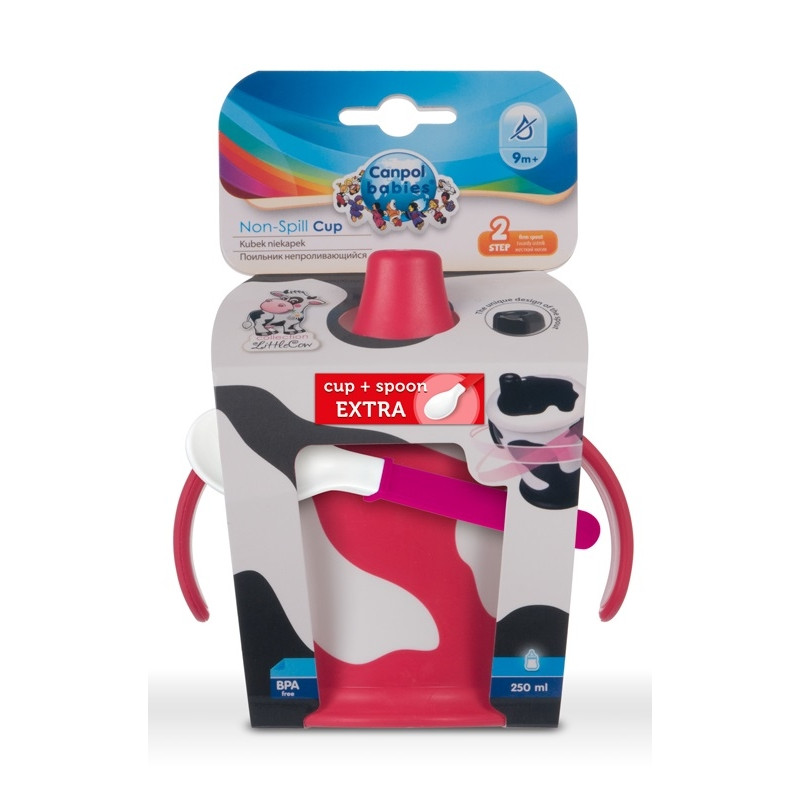 Set cana 250ml + lingurita Canpol Babies Rosu