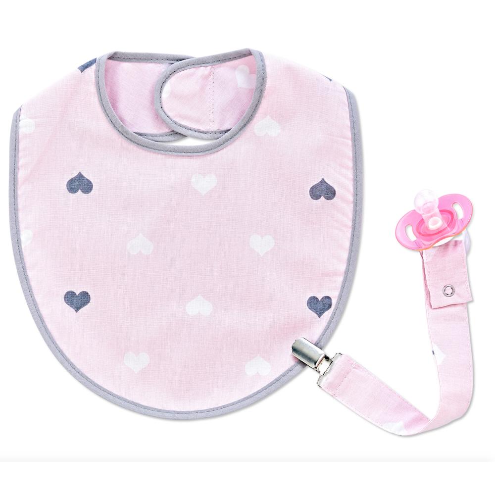 Baveta Little Hearts Pink cu Suport Suzeta Babyjem - imagine 4