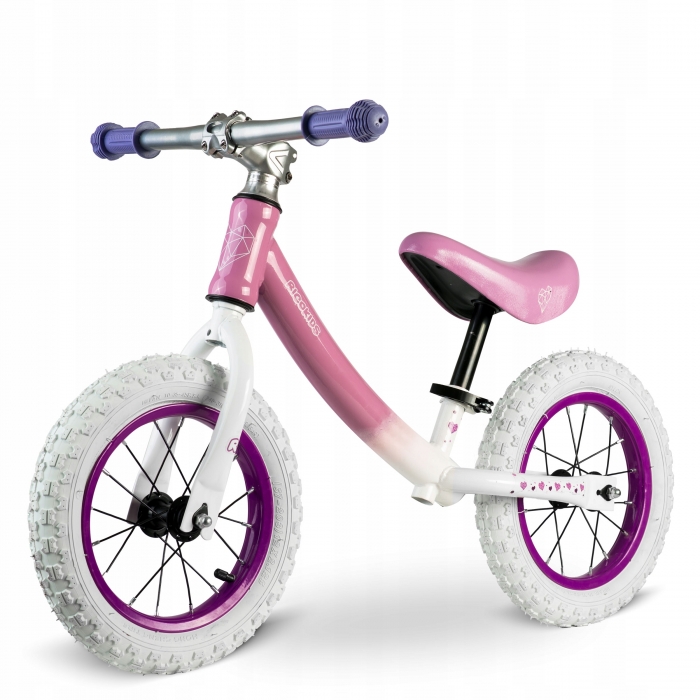 Bicicleta fara pedale Ricokids 12" Alb-Roz - imagine 4