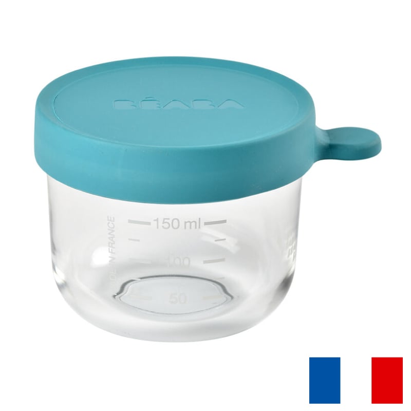Recipient Ermetic Sticla Beaba 150ml Albastru
