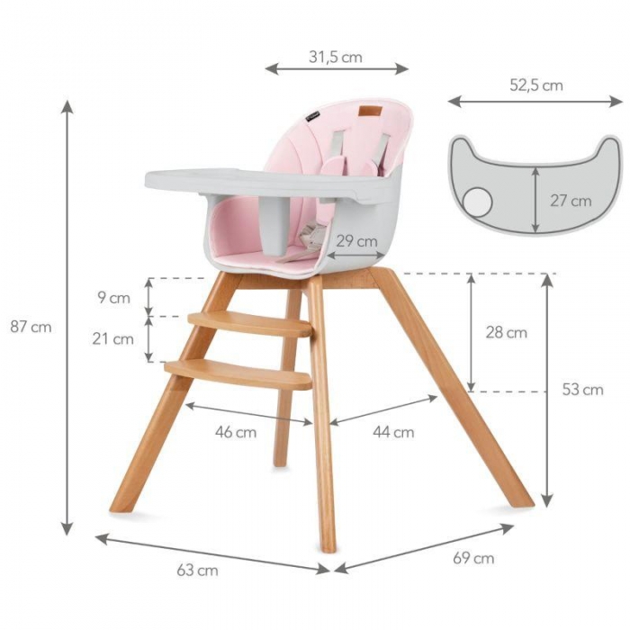 Scaun de masa Kidwell Nobis Roz, Stil Scandinav - imagine 7