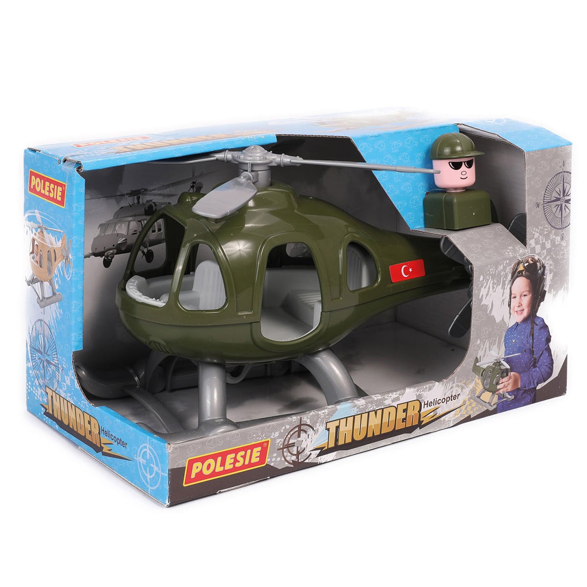 Elicopter Militar Grom Polesie cu Figurina, 29 cm