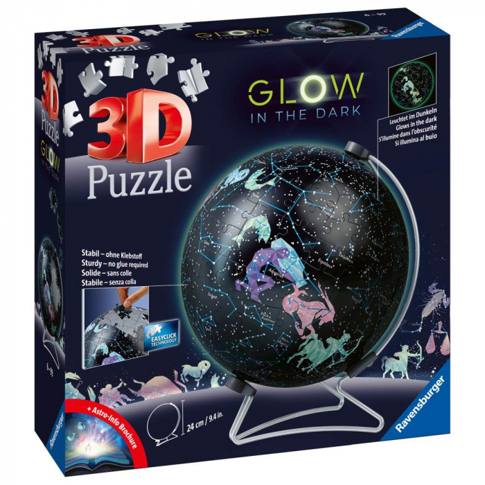 Ravensburger Glob 3D Luminos, 180 piese
