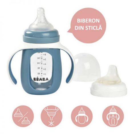 Biberon 2in1 Beaba 210ml Windy Blue - Invatare - imagine 3