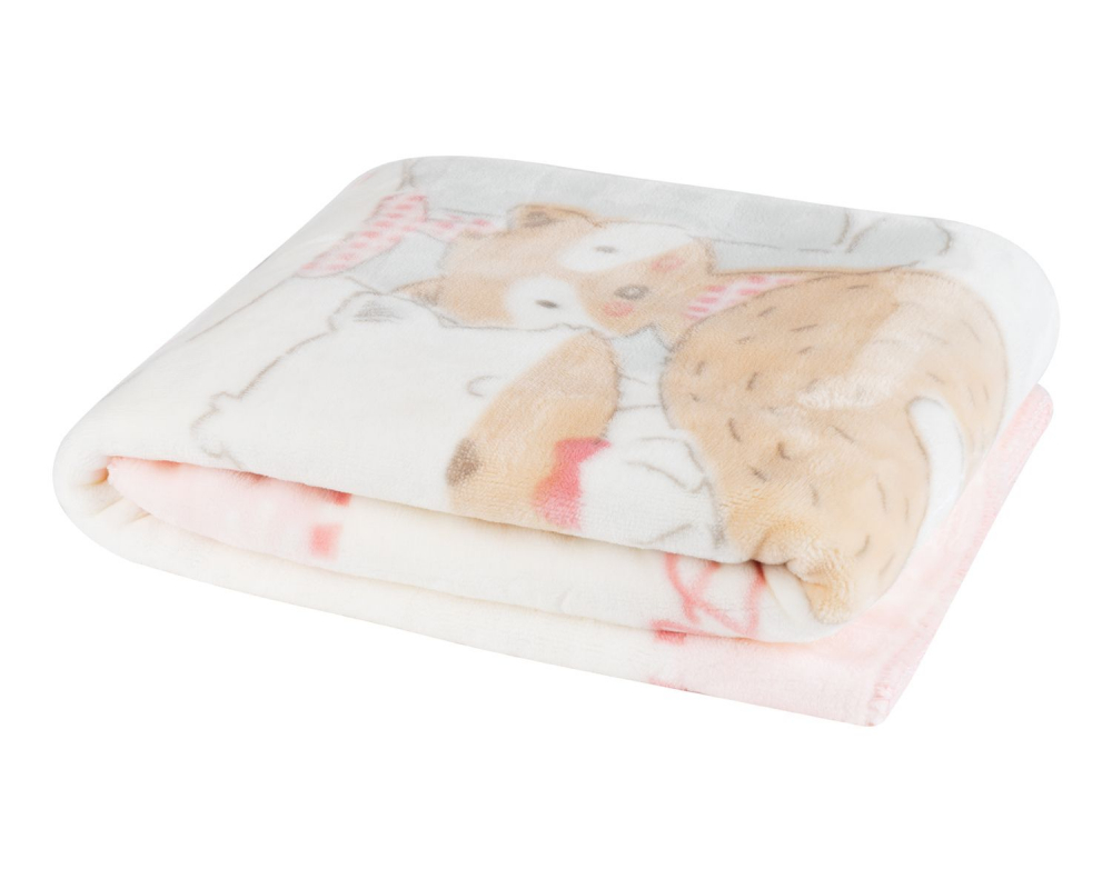Paturica Kikkaboo Super Soft, 110x140 cm, Funny Friends Pink - imagine 3