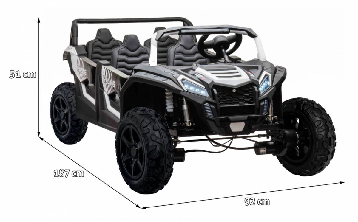 Buggy RACING UTV 2000, 4 Locuri, 24V, Alb - imagine 3
