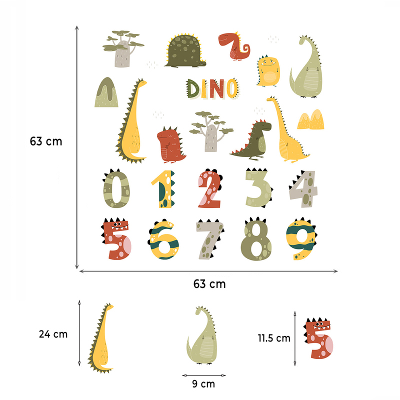 Sipo Sticker Dino Numere 63x63cm Educativ - imagine 6