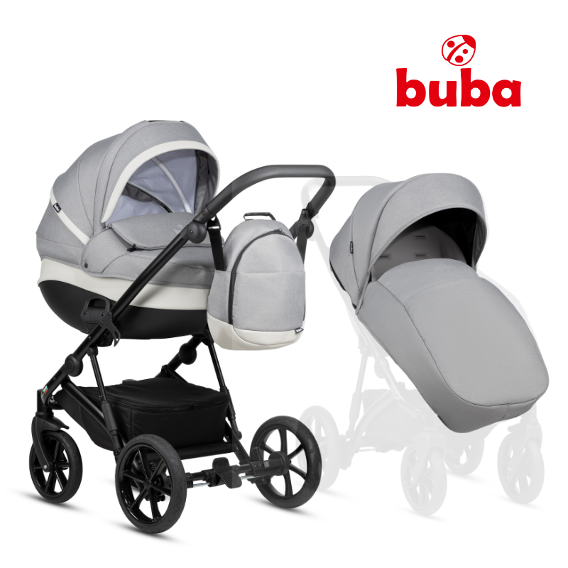 Carucior Buba Zaza2 2in1 cu Suspensii Warm Grey - imagine 4